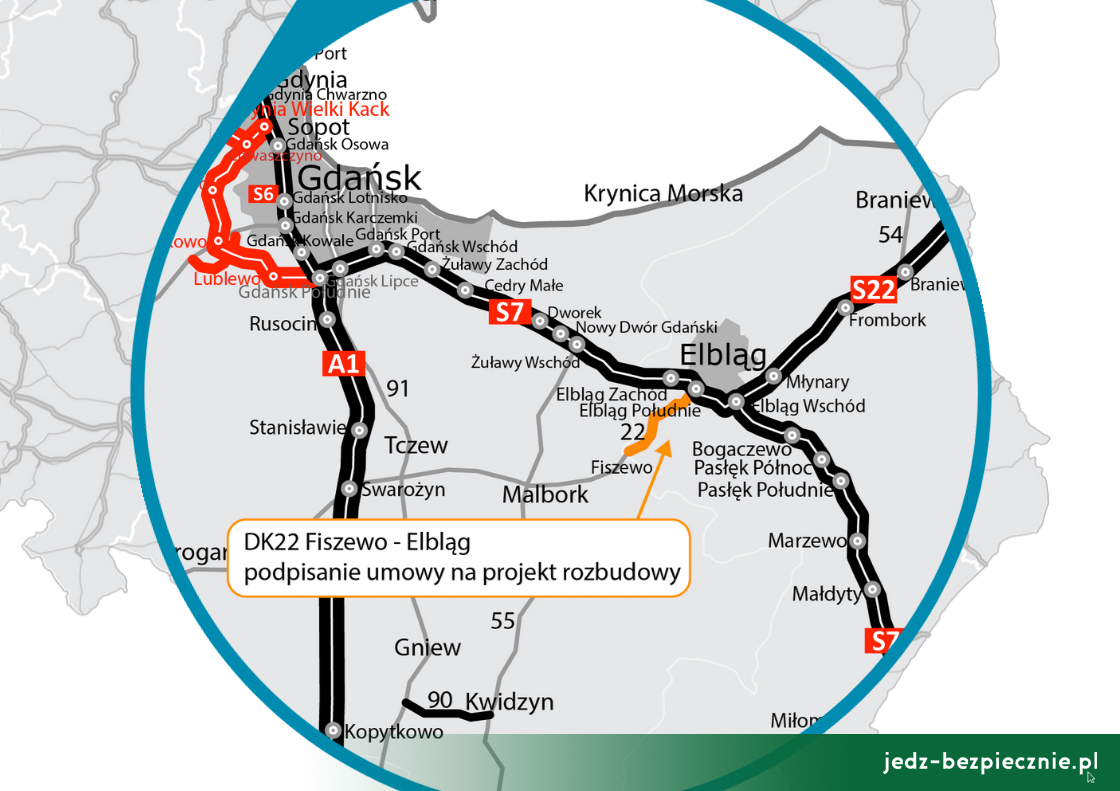 Polskie drogi - podpisanie umowy na rozbudowę DK22 i obwodnicę miejscowości Jegłownik, woj. warmińsko-mazurskie